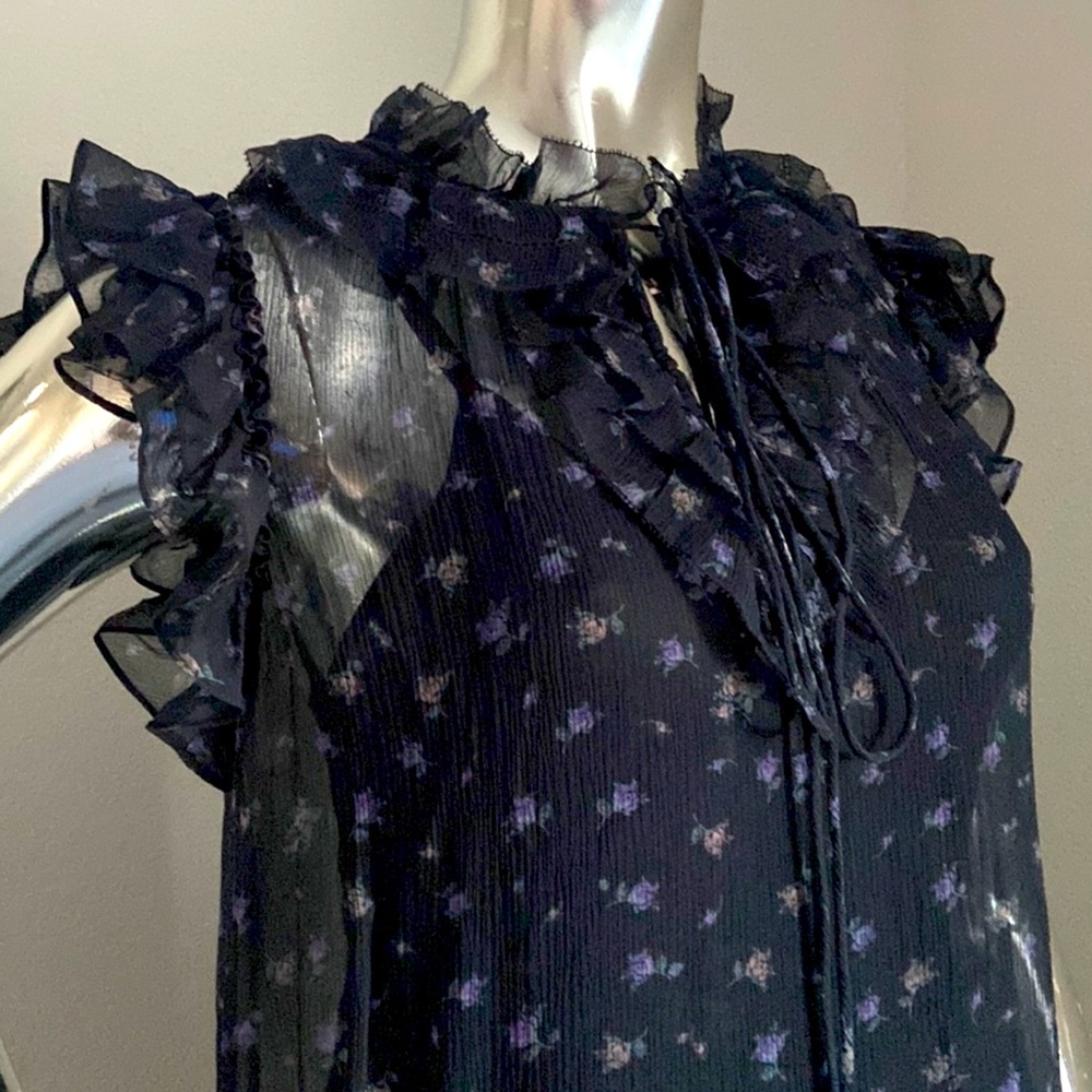 Coach Rose Print Sheer Pleated Dress - Picture 3 of 7